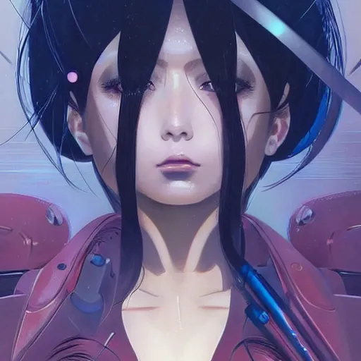 Image similar to A beautiful cyborg woman with big and cute eyes || VERY VERY ANIME, fine-face, realistic shaded perfect face, fine details. Anime. realistic shaded lighting poster by Ilya Kuvshinov katsuhiro otomo ghost-in-the-shell, magali villeneuve, artgerm, Jeremy Lipkin and Michael Garmash, Rob Rey and Kentarõ Miura, trending on art station