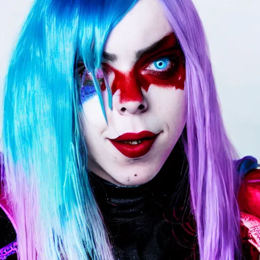 Prompt: Billie Eilish as Harley Quinn 4k detail