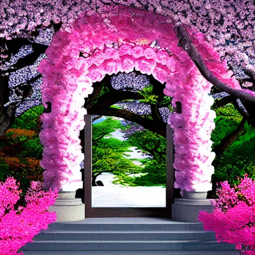 Image similar to doorway to eternal sakura ocean