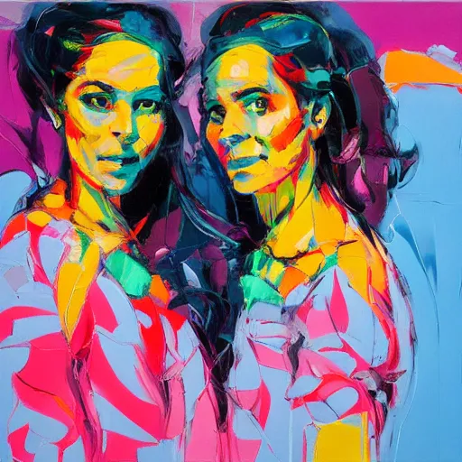 Image similar to a portrait of two beautiful 3 0 year old sisters in a scenic environment by francoise nielly