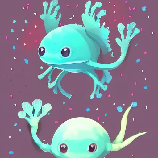 Prompt: cute axolotl, digital art, trending on artstation