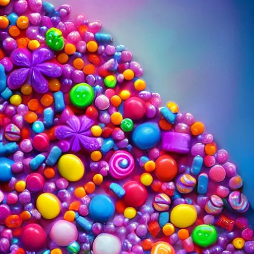 Prompt: a beautiful dreamscape made of candy, trending on artstation