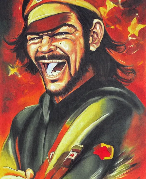 Image similar to portrait of che guevara, joyful, highly detailed painting by akira toriyama 8 k,