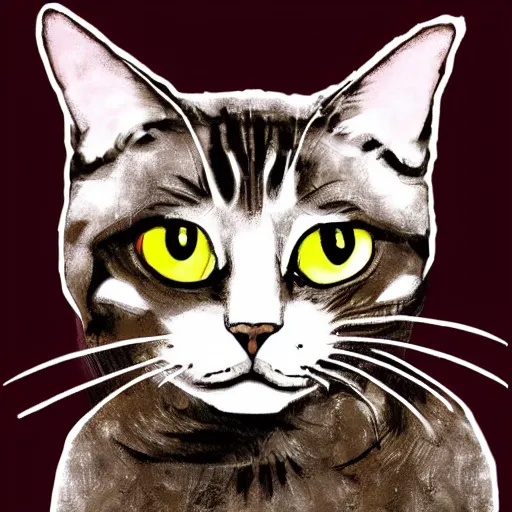 Prompt: comic styled cat, portrait