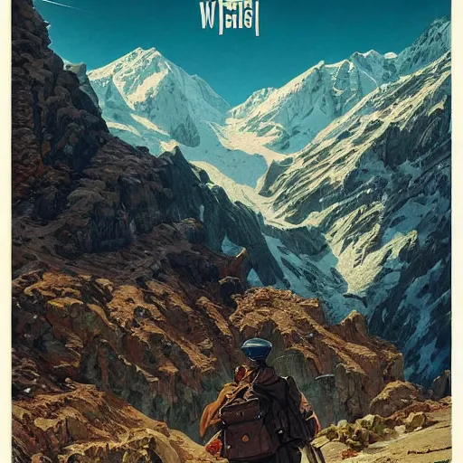 Image similar to highly detailed german ww 2 propaganda!!! nazi poster of german alps, fantasy art by greg rutkowski, loish, rhads, ferdinand knab, makoto shinkai and lois van baarle, ilya kuvshinov, rossdraws, tom bagshaw, global illumination, radiant light, detailed and intricate environment