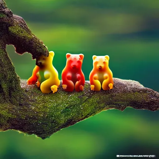 Image similar to national geographic photos of wild gummy bears, wildlife photography