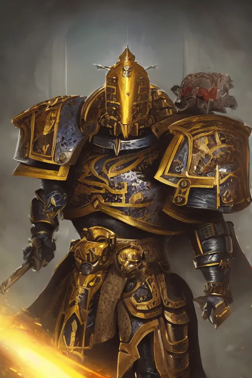 Image similar to armor portrait heros warhammer 4 0 k horus heresy fanart - the primarchs emperor by johannes helgeson animated with vfx concept artist & illustrator global illumination ray tracing hdr fanart arstation zbrush central hardmesh 8 k octane renderer comics stylized