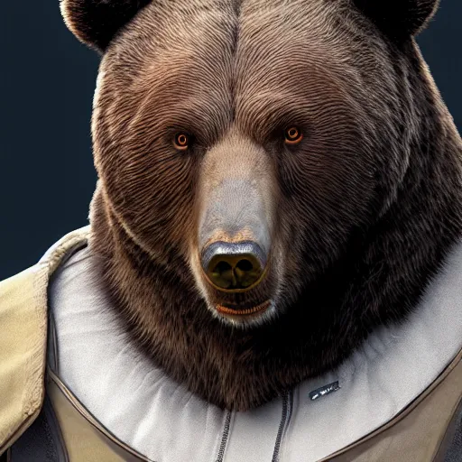 Image similar to portrait of bear, 8 k uhd, unreal engine, octane render in the artstyle of finnian macmanus, john park and greg rutkowski