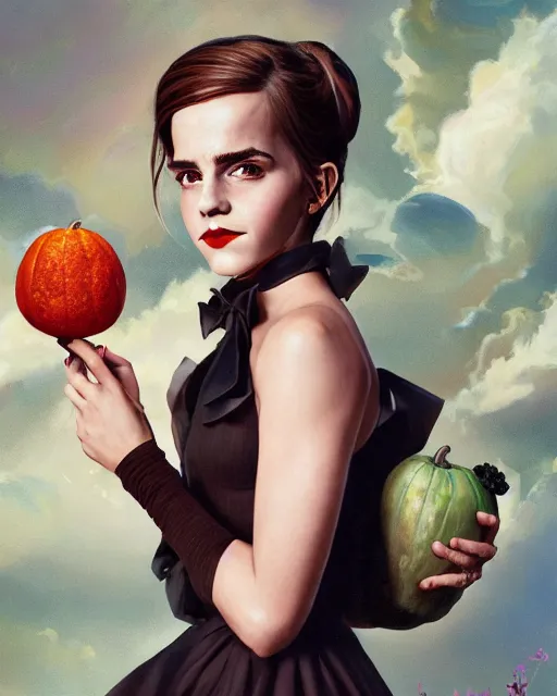 Prompt: full shot portrait painting of very very very beautiful emma watson standing hot black maid in stockings, character design by mark ryden and pixar and hayao miyazaki, unreal 5, daz, hyperrealistic, octane render, cosplay, rpg portrait, dynamic lighting, intricate detail, harvest fall vibrancy, cinematic