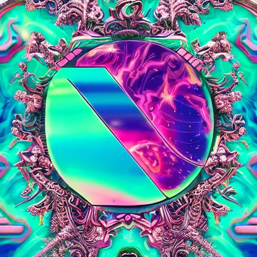 Image similar to a and w vaporwave logo, colorful, digital art, cosmic, 3 d high definition, trending on art station, photorealistic, high resolution, 8 k, octane, hyper detailed, insane details, intricate, elite, ornate, elegant trend, highly detailed and intricate, sharp focus, photography, unreal engine