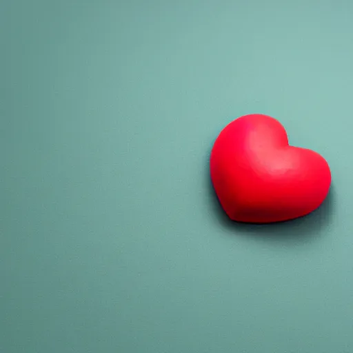 Image similar to 3d render of a badly formed red putty heart shape in the middle of a gray sheet of paper