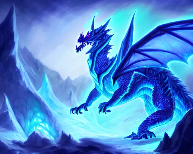 Detailed illustration of a fire ice crystal dragon in | Stable Diffusion