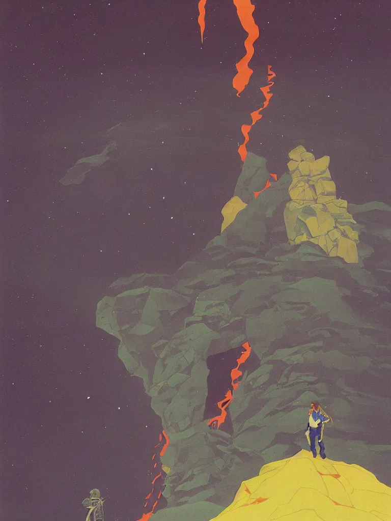 Image similar to a closeup portrait of antigravity, a young siberian man dreaming psychedelic hallucinations in the vast icy landscape of antarctica, volcano lava drips in antigravity by kawase hasui, moebius and edward hopper, colorful flat surreal design, hd, 8 k, artstation