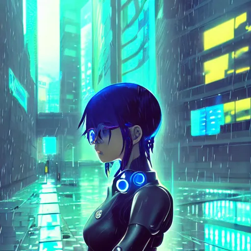 cyberpunk anime art, refractions on lens, rowan, Stable Diffusion