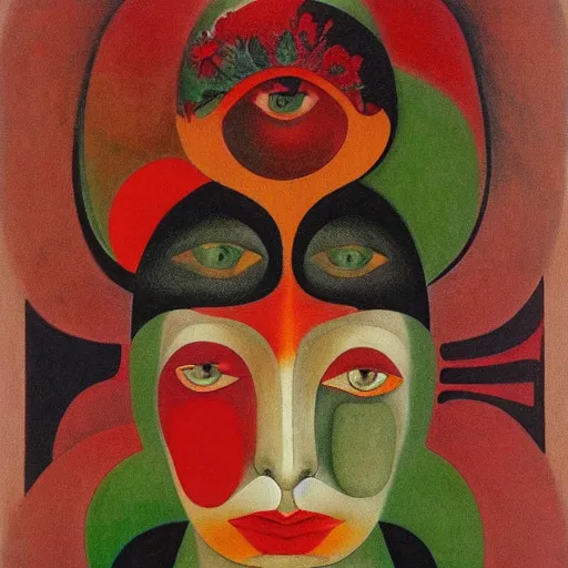 Image similar to floral face portrait by leonetto cappiello and wojciech siudmak and ernst fuchs, anni albers, oil on canvas