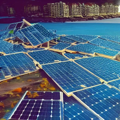 Prompt: photo of a solarpunk ocean city