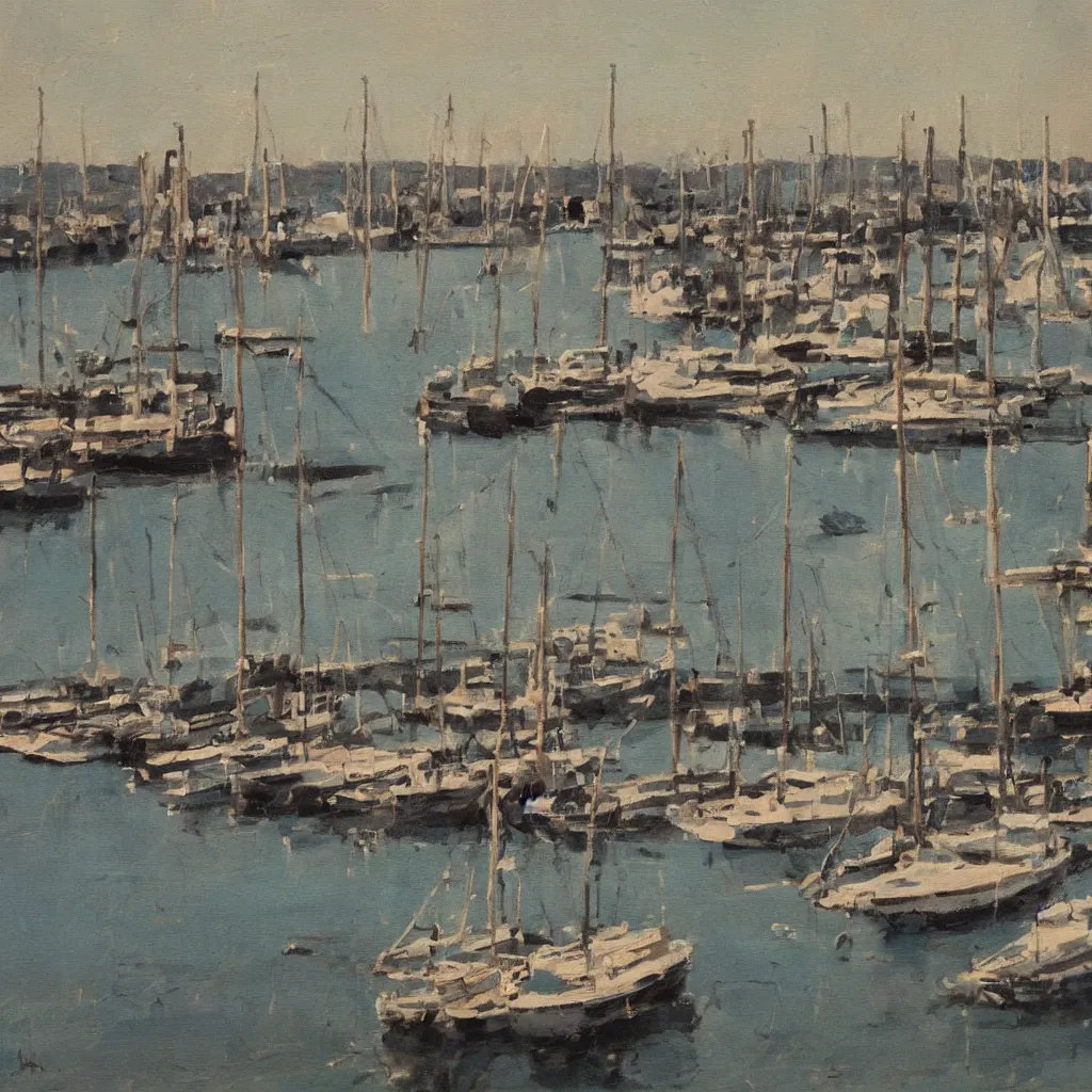 Image similar to Harbour, painting by Poumeyrol