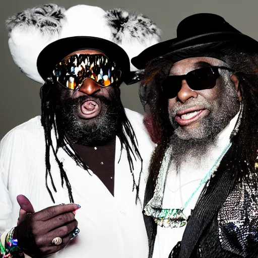 Image similar to george clinton and the p - funk, psychedelic award winning photography