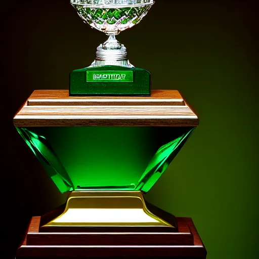 Prompt: emerald trophy, photography