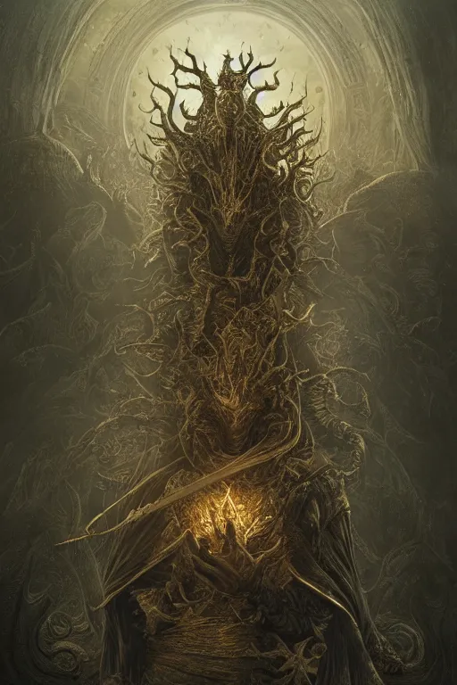 Prompt: neverending nothing, Dark Souls 3 themed, insanely detailed and intricate, golden ratio, elegant, ornate, luxury, elite, ominous, haunting, matte painting, cinematic, cgsociety, James jean, Brian froud, ross tran, Laputa