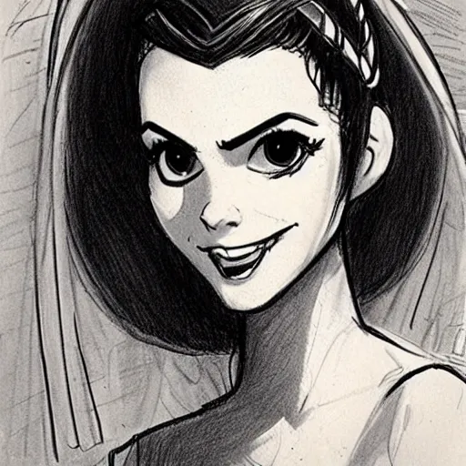 Image similar to milt kahl sketch of victoria justice as princess padme from star wars episode 3