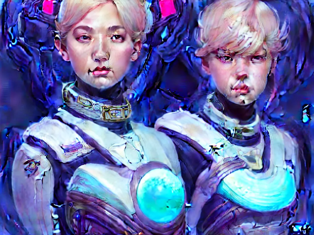 Prompt: portrait futuristic planet uranus police uniform female, in a future huge spaceship internal, neon light, ssci - fi and fantasy, intricate and very very beautiful and elegant, highly detailed, digital painting, artstation, concept art, smooth and sharp focus, illustration, art by tan zi and ayanamikodon and alphonse mucha and wlop