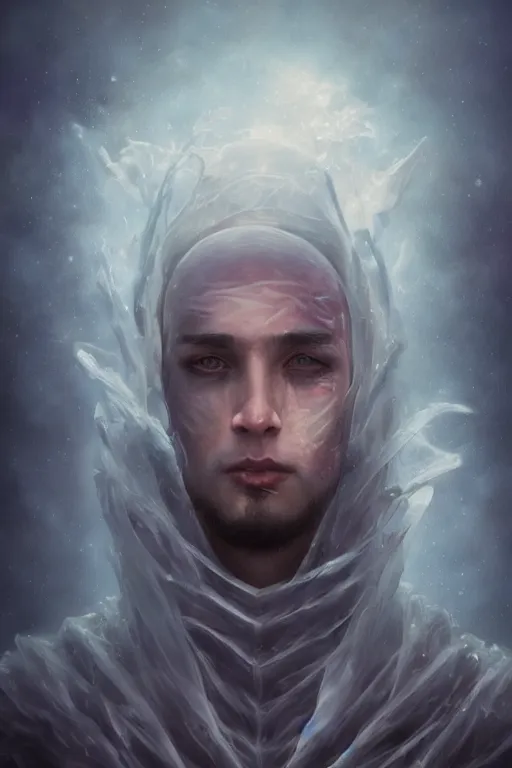 Image similar to portrait of a man made of ice, by artgerm, tom bagshaw, gerald brom, vaporwave colors, lo - fi colors, vaporwave, lo - fi, moody vibe, goth vibe, 4 k, hd,