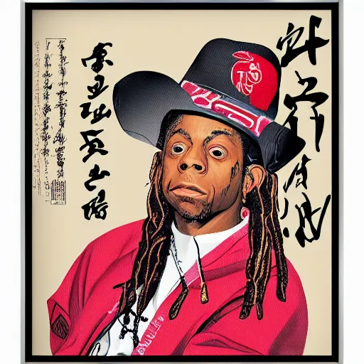 Prompt: lil wayne, 4 k, poster size, digital art, utamaro kitagawa style