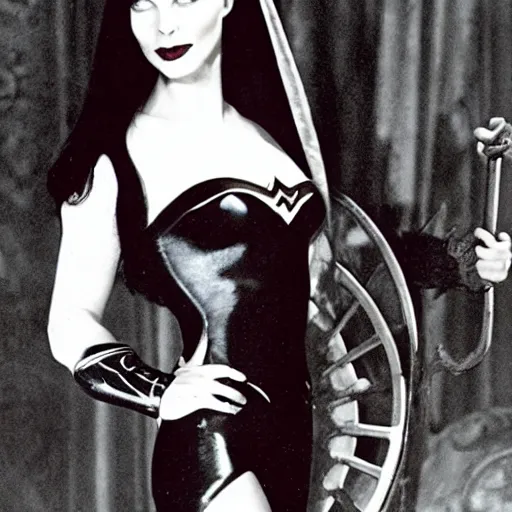 Prompt: Morticia Addams as Wonder woman