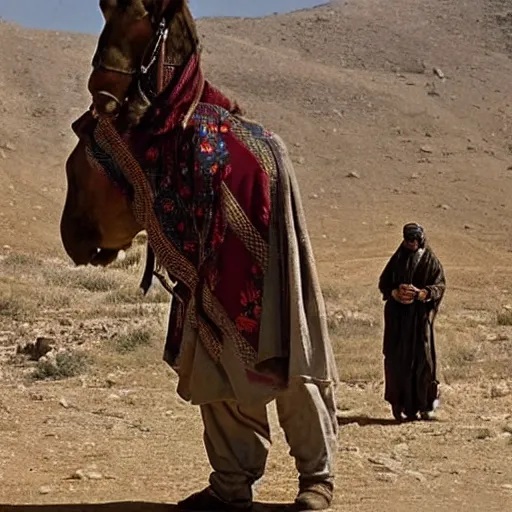 Image similar to Kurdish shepherd wearing Kurdish clothes in a movie directed by Christopher Nolan, movie still frame, promotional image, imax 70 mm footage