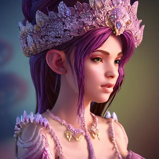 Prompt: wonderful princess of amethyst with fair skin, ornate 8 k gorgeous intricate detailed, accent lighting, dramatic light, octane render