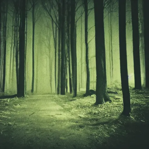 Image similar to deep woods in the night, insane nightmare, no light, everything is blurred, running from beast, very poor quality of photography, 2 mpx quality, 1/2 second shutter speed
