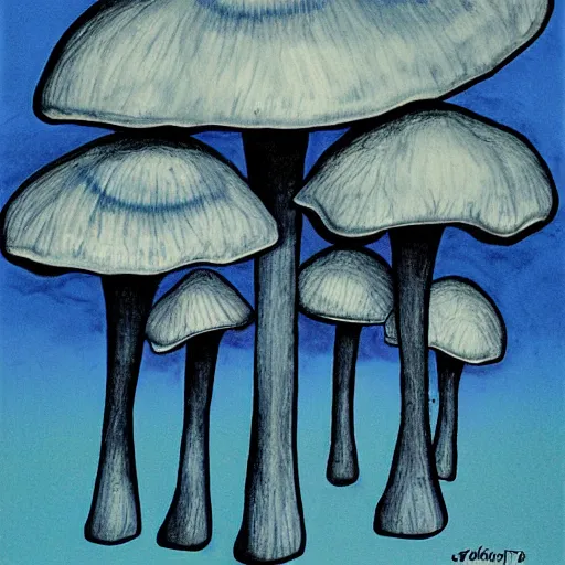 Prompt: giant blue mushroom