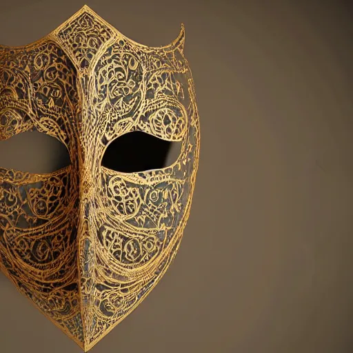 Prompt: an elaborate intricate mask made of wind, rendered in octane, behance hd, bokeh backdrop