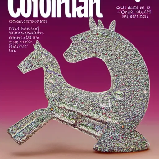 Image similar to a tiny horse made out of crystal in ancient egypt, cover of cosmopolitan magazine