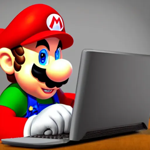 Image similar to mario using the computer, hd