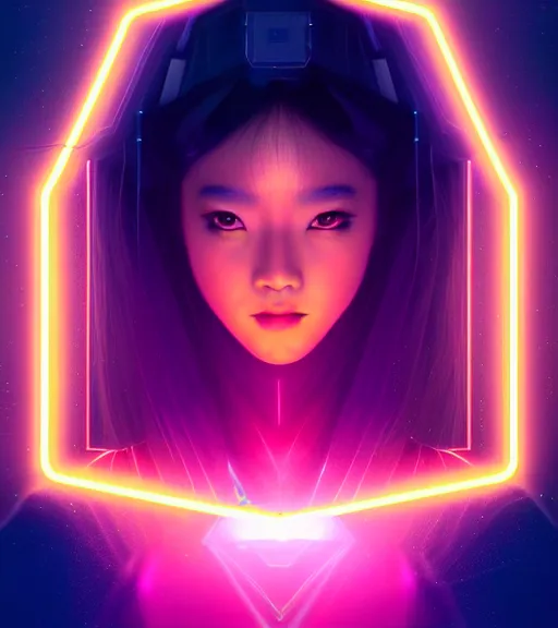 Image similar to symmetry!! asian princess of technology, solid cube of light, hard edges, product render retro - futuristic poster scifi, lasers and neon circuits, beautiful asian princess, intricate, elegant, highly detailed, digital painting, artstation, concept art, smooth, sharp focus, illustration, dreamlike, art by artgerm