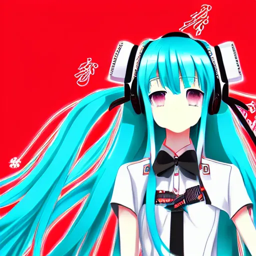 Image similar to hatsune miku on the moscow red square, high detailed anime art, trending on pixiv