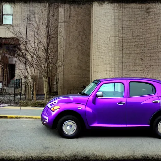 Image similar to A photograph of a purple PT Cruiser