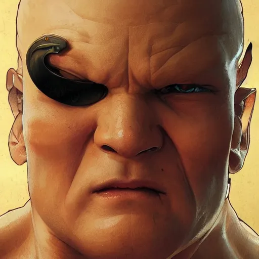 Prompt: anthony carrigan as sagat from street fighter, eye patch, 4 k, ultra realistic, detailed focused art by artgerm and greg rutkowski and alphonse mucha