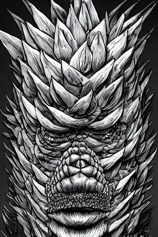 Image similar to an ape artichoke monster, highly detailed, digital art, sharp focus, trending on art station, plant, anime art style