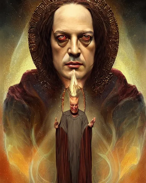 Image similar to a magical portrait of brendan fraser as aleister crowley the great mage of thelema, art by tom bagshaw and david burroughs mattingly