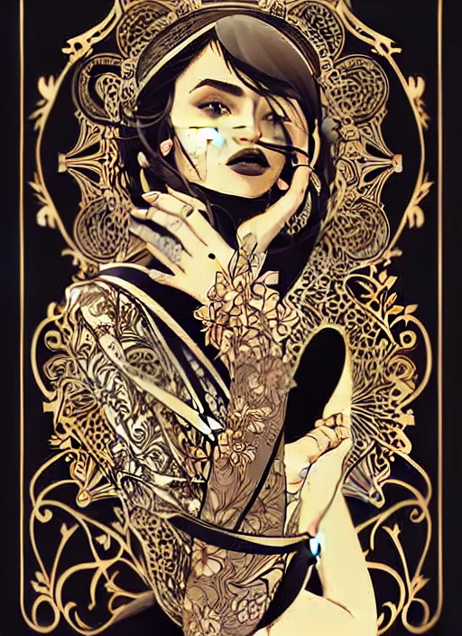 Image similar to silhouette of a spanish gipsy, vector art style, medium shot, intricate, elegant, highly detailed, digital art, ffffound, art by jc leyendecker and sachin teng