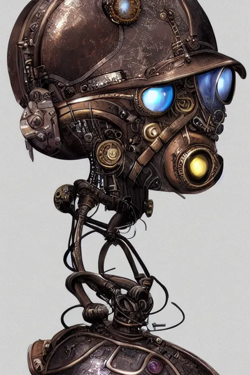 Image similar to steampunk helmet fantasy art mask robot ninja stylized digital illustration sharp focus, elegant intricate digital painting artstation concept art global illumination ray tracing advanced technology chaykin howard and campionpascale and cooke darwyn and davis jack