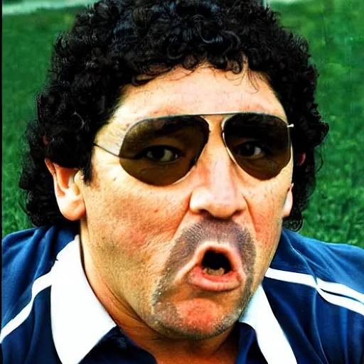 Prompt: maradona face photograph