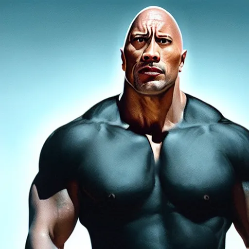 Prompt: Dwayne the rock johnson controls the media from the shadows, zoom-out, hyper-realistic concept art, cool pose, award-winning