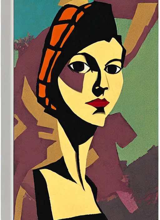 Image similar to a portrait of a pretty sewer punk young lady by aaron douglas