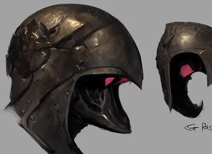 Image similar to portrait of raven themed helmet. concept art contest winner by greg manchess and greg rutkowski ( 2 0 0 7 ).