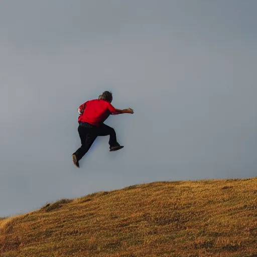 Image similar to a man falling down an hill