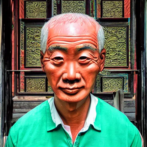 Prompt: portrait in jiufen goldore museum taiwan digital art